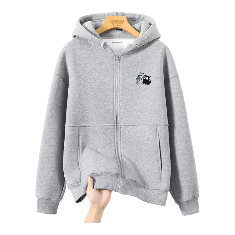 JEANSWEST LIFE真維斯開衫夾克男士春秋季日式簡約寬松休閑連帽外套學(xué)生卡通上衣