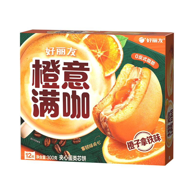好麗友（orion）橙意滿咖12枚300g/盒 糕點(diǎn)營(yíng)養(yǎng)早餐下午茶休閑零食點(diǎn)心