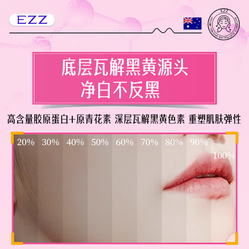 EZZ胶原蛋白片提亮烟酰胺片小分子肽内服可搭美白祛斑养颜送礼 拍3发7瓶【周期装】