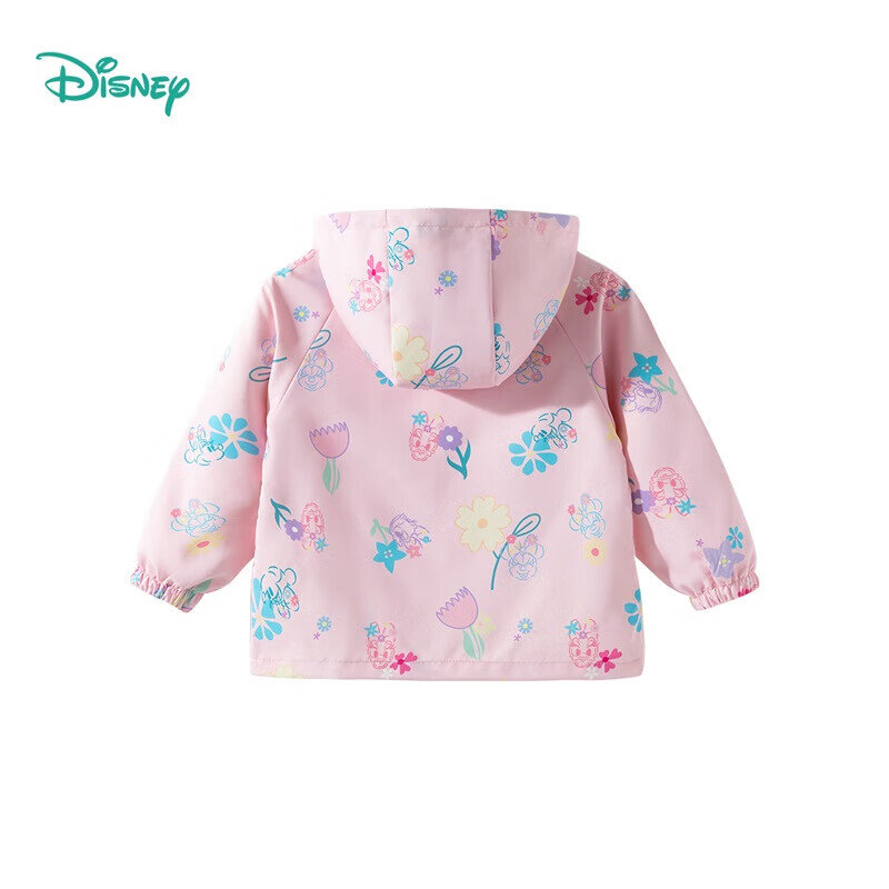 迪士尼（Disney）童装秋冬保暖男女童时尚休闲卡通舒适百搭防风儿童冲锋衣外套 满印黛丝粉色 110