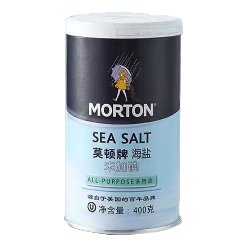 莫頓新日期美國(guó)品牌莫l頓無(wú)碘精制鹽/海鹽家用烘焙食鹽400/737g 未加碘海鹽400g
