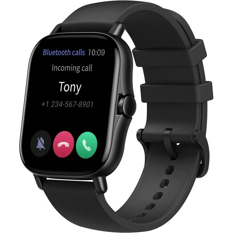 AMAZFIT GTS 2 智能手表 藍牙電話(huà) 內置Alexa GPS健身運動(dòng) 血氧心率睡眠跟蹤防水 黑色 3D 曲面設計和高清AMOLED屏幕