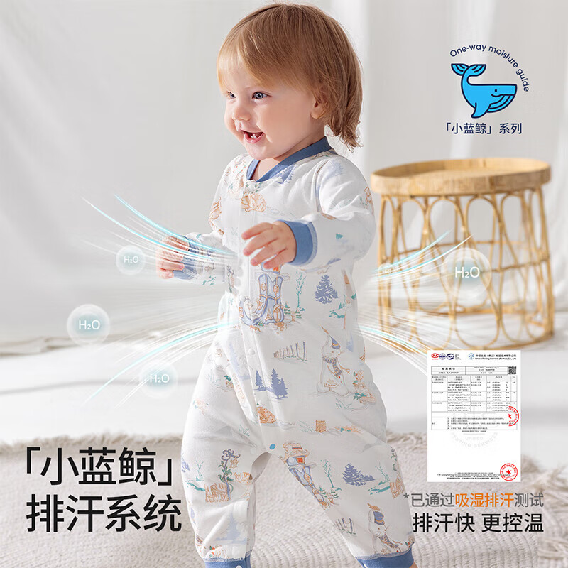 贝肽斯婴儿衣服连体衣春装透气长袖男女宝宝新生儿哈衣0-6个月爬爬服 露营游记 80cm