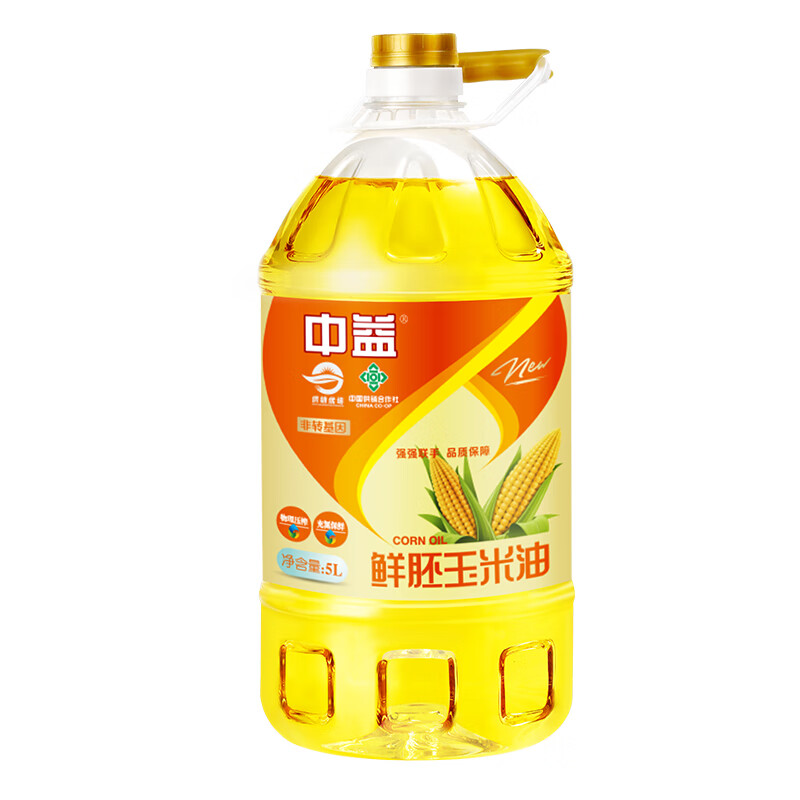 中益粮油 食用油 非转基因 一级鲜胚玉米油 物理压榨 玉米油 国标GB/T 5升*1桶