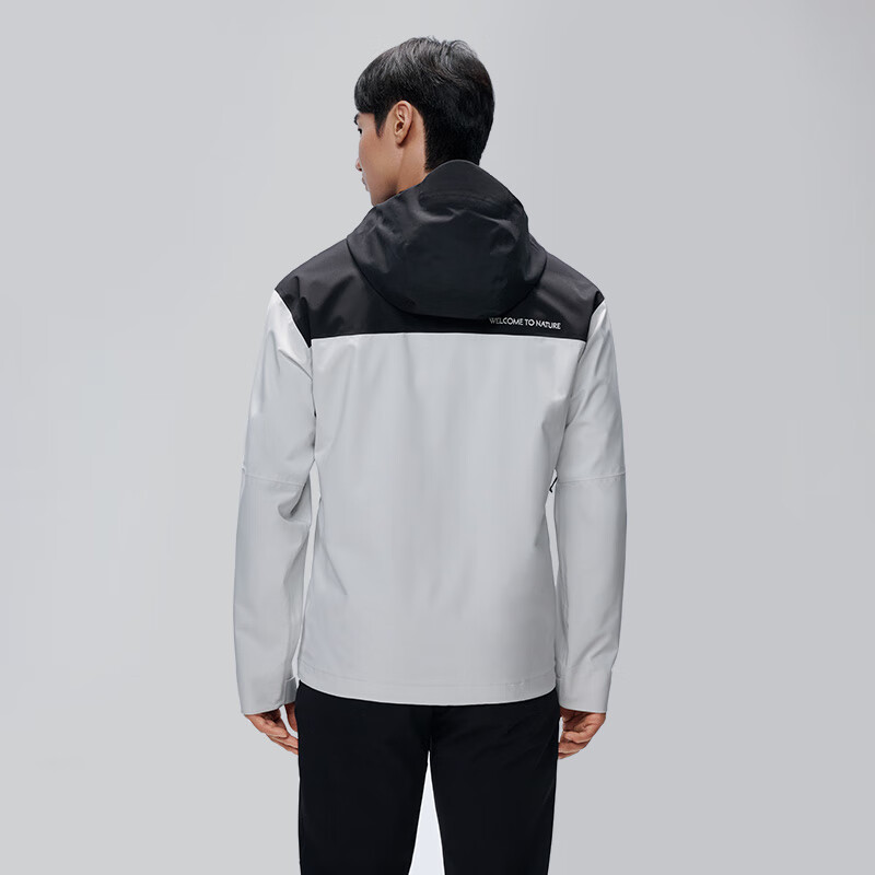 伯希和(Pelliot)【归野】户外单层冲锋衣男2025新款Teflon三防徒步登山服男 【男款】漫暮黑+岩石白 三防面料 S