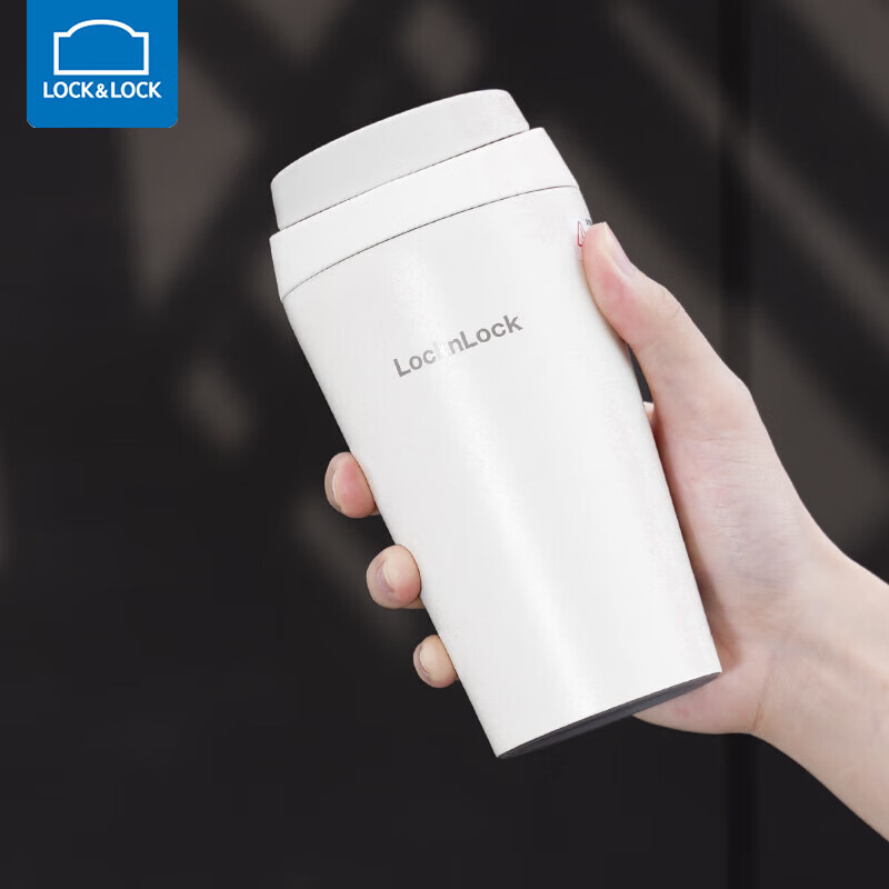 乐扣乐扣（LOCK&LOCK）元气保温杯水杯保冷咖啡杯316不锈钢内胆跳盖男女颜值水杯 白色400ml