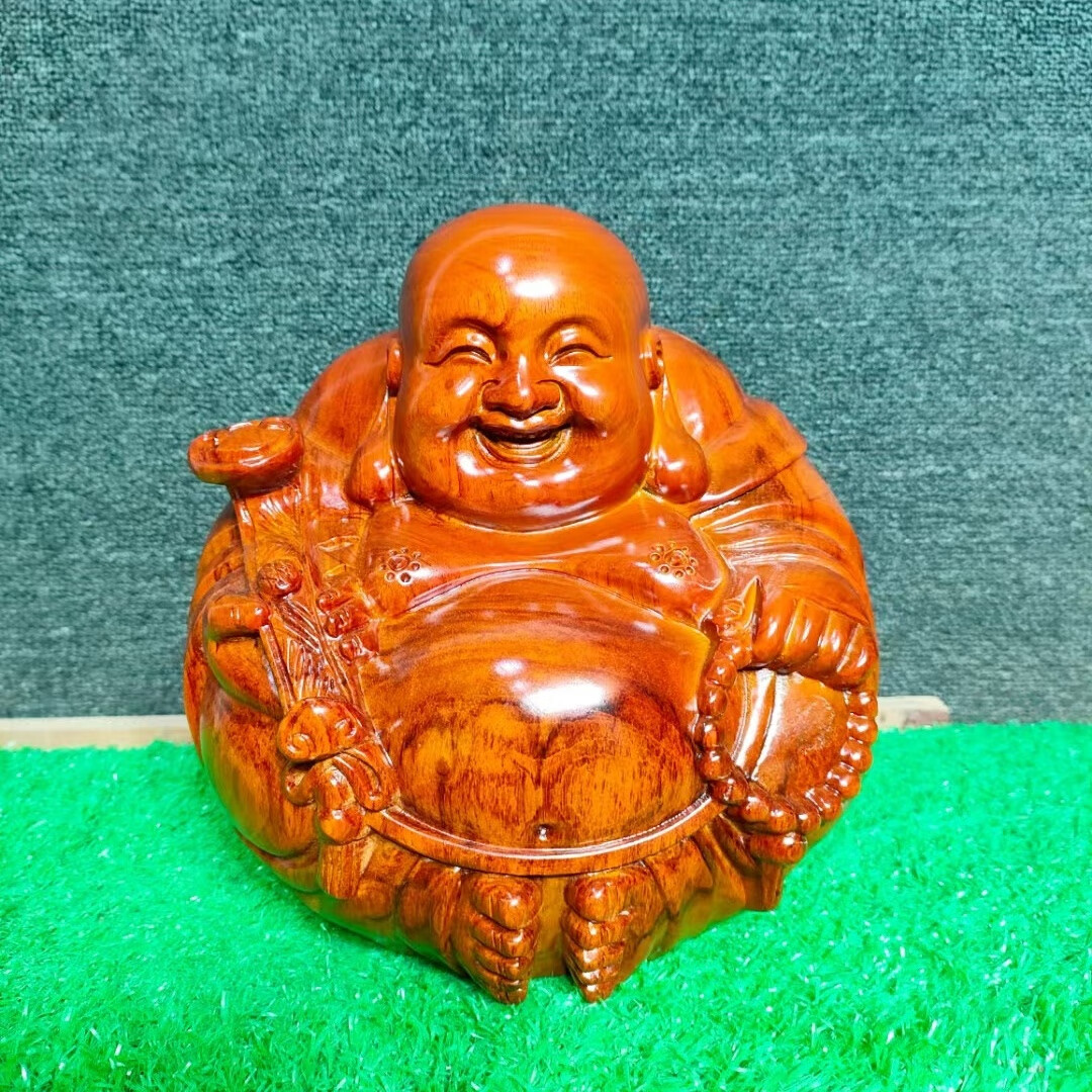 花梨實(shí)木彌勒佛像雕刻坐笑佛一團(tuán)和氣擺件客廳玄關(guān)裝飾送禮工藝品 花梨精雕坐佛【高8㎝】