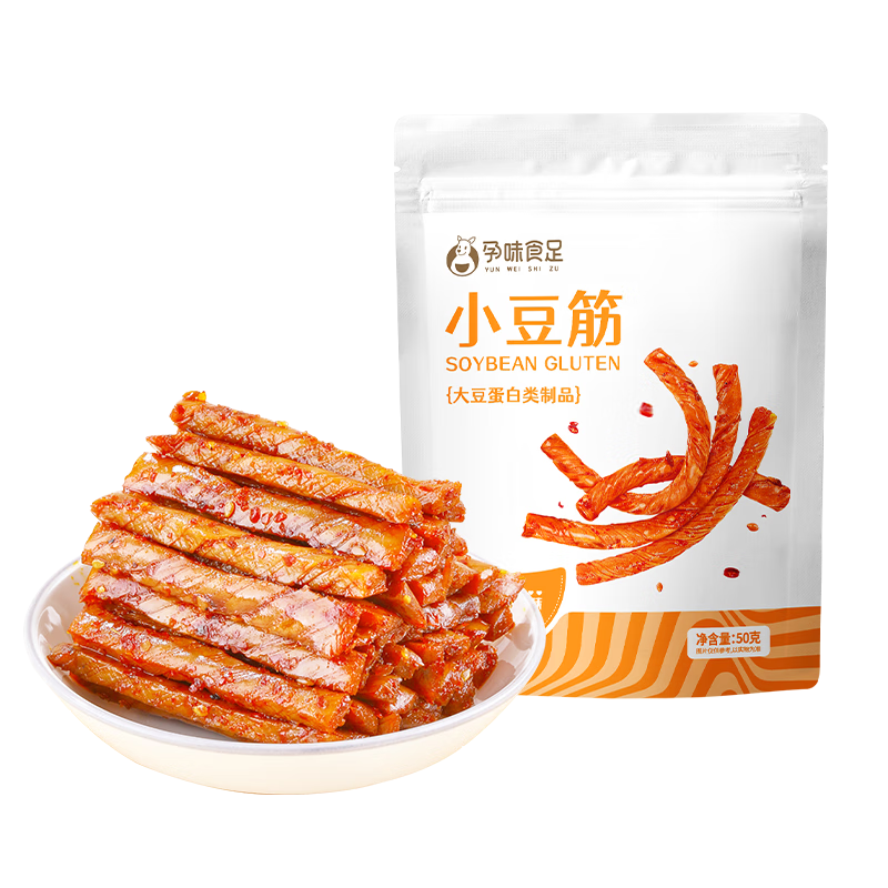 孕味食足辣条香辣小豆筋 解馋网红小零食儿时豆干孕妇零食50g