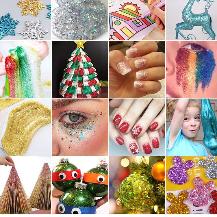 星恒梦金葱粉DIY闪光粉金粉闪光粉儿童闪粉亮粉幼儿园闪光胶画沙画材料diy画画金粉银粉亮片闪粉手工金粉 金葱粉美甲闪粉12色12瓶/盒