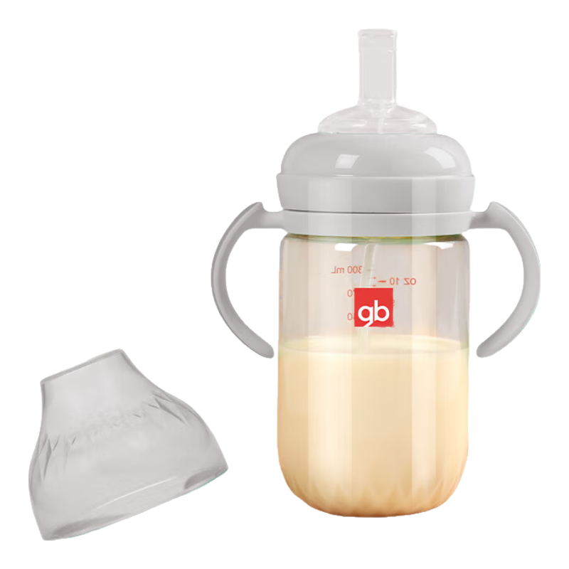 好孩子(gb)吸管奶瓶 大寶寶一歲以上3-6歲PPSU耐摔寬口徑大容量帶手柄直飲杯 【重力球吸嘴款】紳士灰 12月+ PPSU 240ml(小奶量適用)