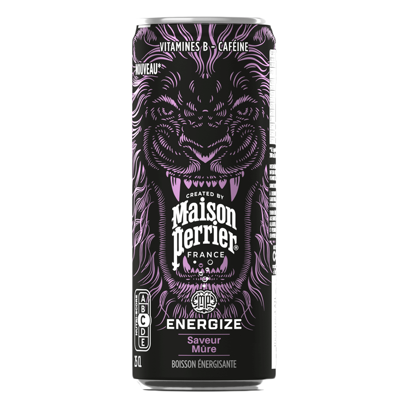 巴黎水(Perrier)黑莓味氣泡能量飲250ml*24罐 低卡低糖0脂 維生素提神運動能量水