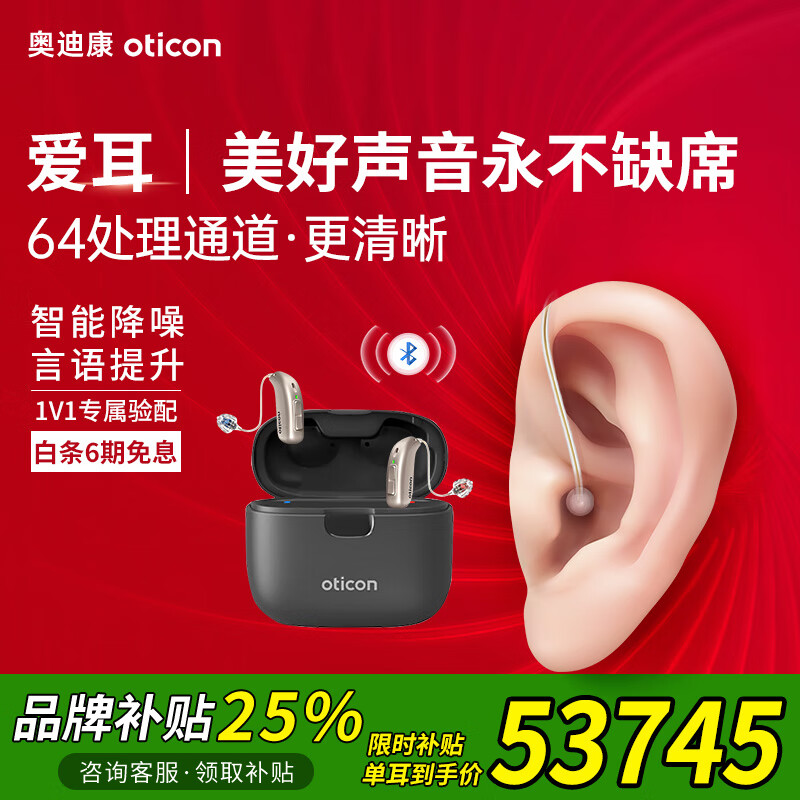 奥迪康Real中老年人助听器智能降噪风声降噪蓝牙直连 Real 1 miniRITE T R双耳充电款