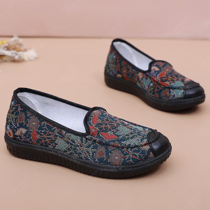 意迪森传统老北京布鞋柔软透气飞织鞋面女单鞋软底不累脚久站不累踩屎感 红色 35 (225mm)