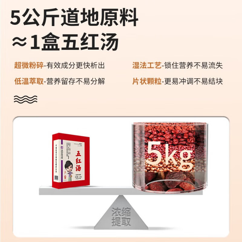 振东五和 五和医养堂五红汤30g*7袋*1盒 免煮无红糖气血代餐调理汤药食同源产妇病人职场白国家专利领调理配方五红汤 五红术后方*1盒 赠五红饼1盒