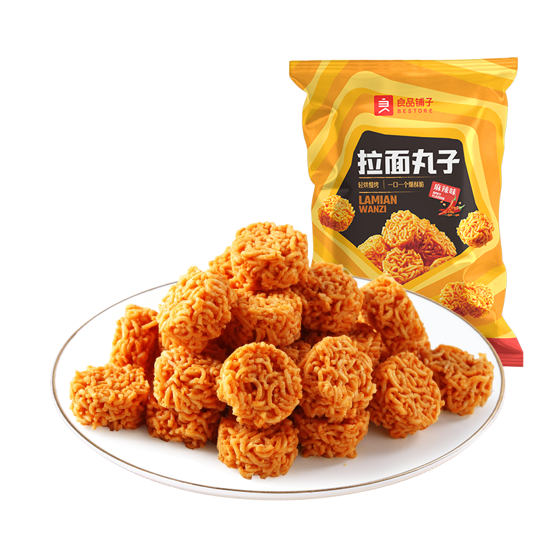 良品铺子 拉面丸子零食膨化食品干脆面网红85g