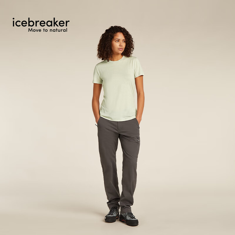 icebreaker100%纯美利奴羊毛女150 Tech Lite户外登山跑步运动速干短袖T恤 苍灰 XS