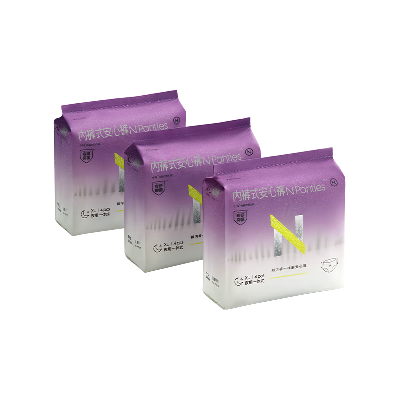 小N夜用安心裤安睡裤卫生巾夜安裤姨妈巾 XL加大码3包12片京东自营