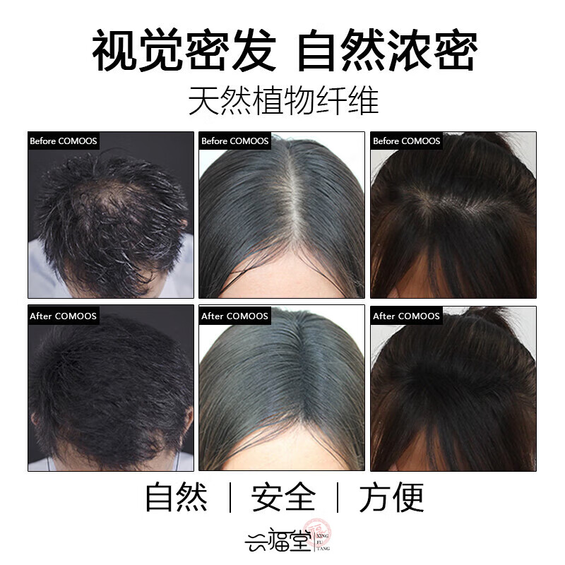 兴福堂头发纤维粉发际线粉25g黑发蓬松增发神器补发粉男女显多遮秃神器 【超值装】头发纤维粉X3瓶套装 自然密发 修饰稀疏 一撒就密