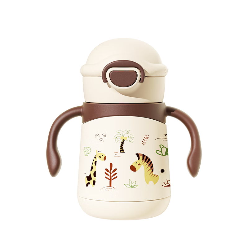 NEVS儿童保温杯316不锈钢婴儿学饮吸管杯宝宝水壶直饮泡奶瓶-奶格米