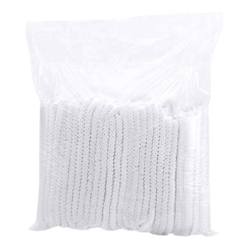 者也 雙筋一次性無(wú)紡布條形帽 車間防塵網(wǎng)帽廚房廚師頭套防油煙蘑菇帽 21寸雙筋加厚【白色100只】1包