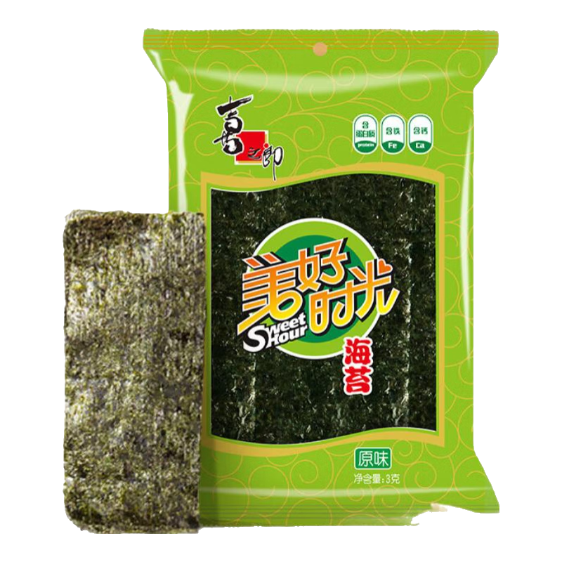 美好時(shí)光海苔片 原味袋裝 兒童營(yíng)養 即食紫菜壽司海苔拌飯 節日假期零食 【原味海苔】 1.5g*5袋