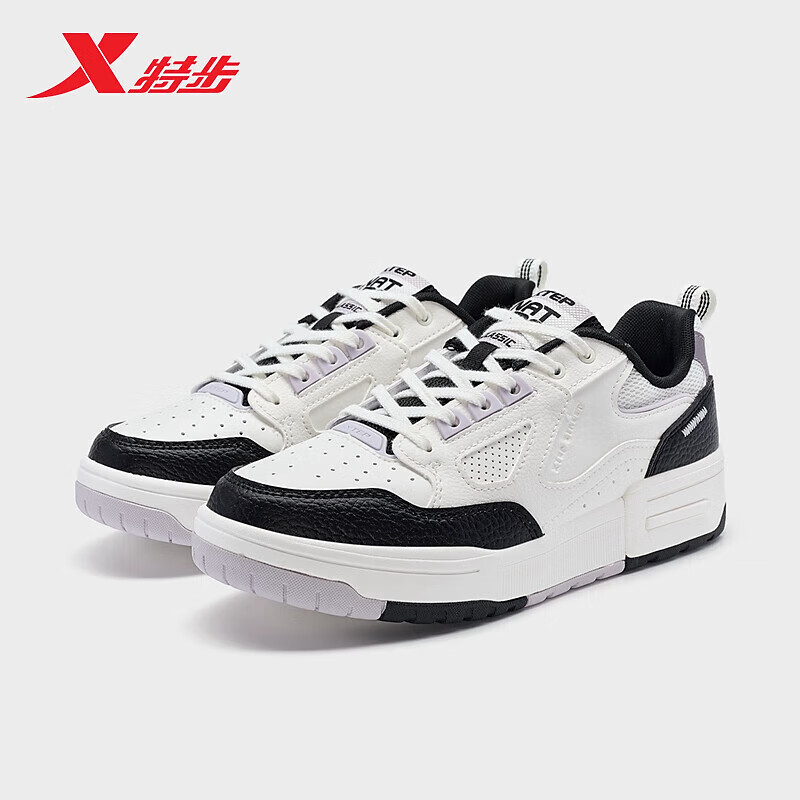 特步（XTEP）ZW【门店同款】新晖板鞋女春季休闲鞋轻便舒适百搭鞋子 帆白/黑 37