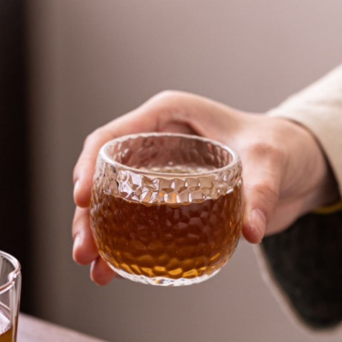 八玺加厚玻璃茶杯主人杯品茗杯单杯高档养生杯子整套功夫茶具套装酒杯 锤纹款·加厚主人杯100ml 6个