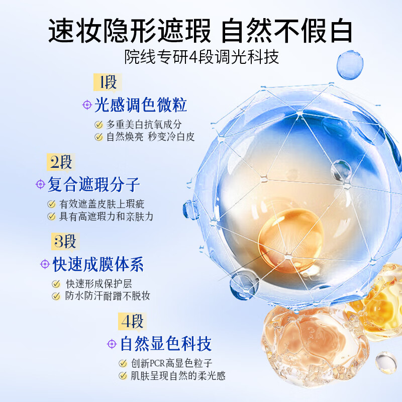 美人符水光焕亮素颜霜120g大容量提亮遮瑕隔离妆前乳三合一懒人自然持妆 【囤货装】焕亮素颜霜120g*3支