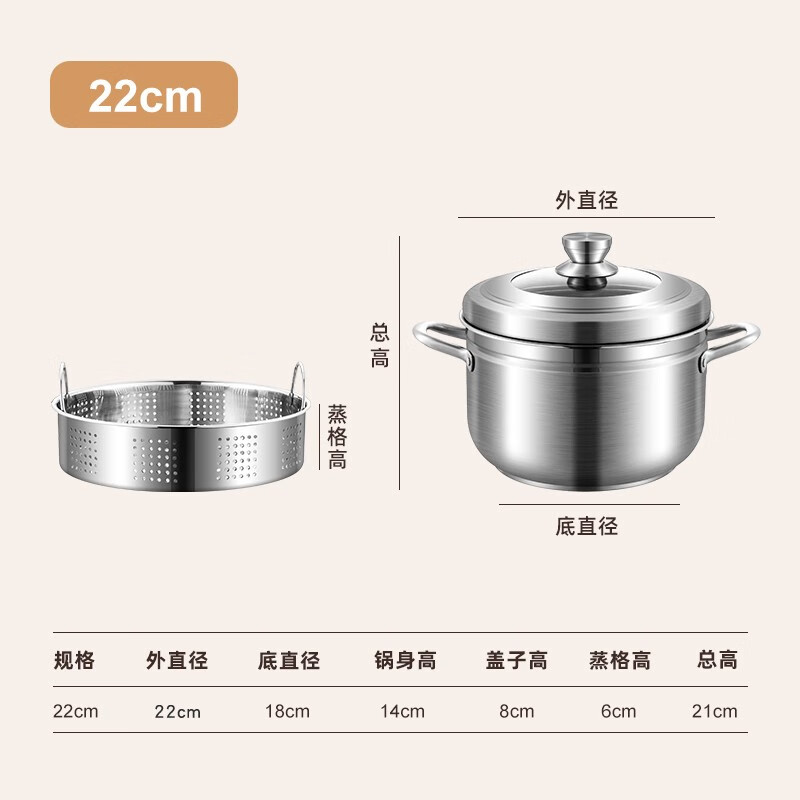 蒸饭锅家用食品级304不锈钢单层蒸米饭的小蒸锅沥米饭小型 食品级304