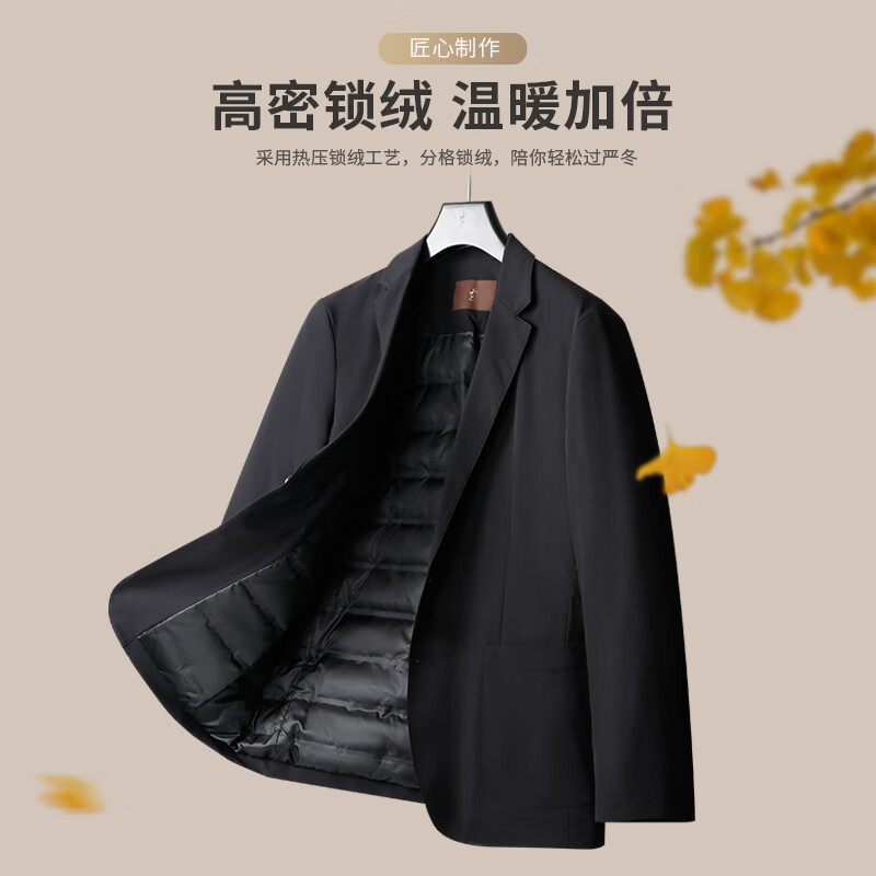 才子（TRIES）才子羽绒服冬季新款加厚保暖纯色时尚商务休闲简约百搭外套男 黑色 2XL (180/96A)