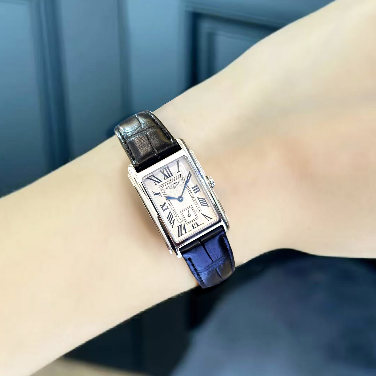 浪琴longines女表黛绰维纳系列女士手表方形石英腕表时尚优雅方盘女表