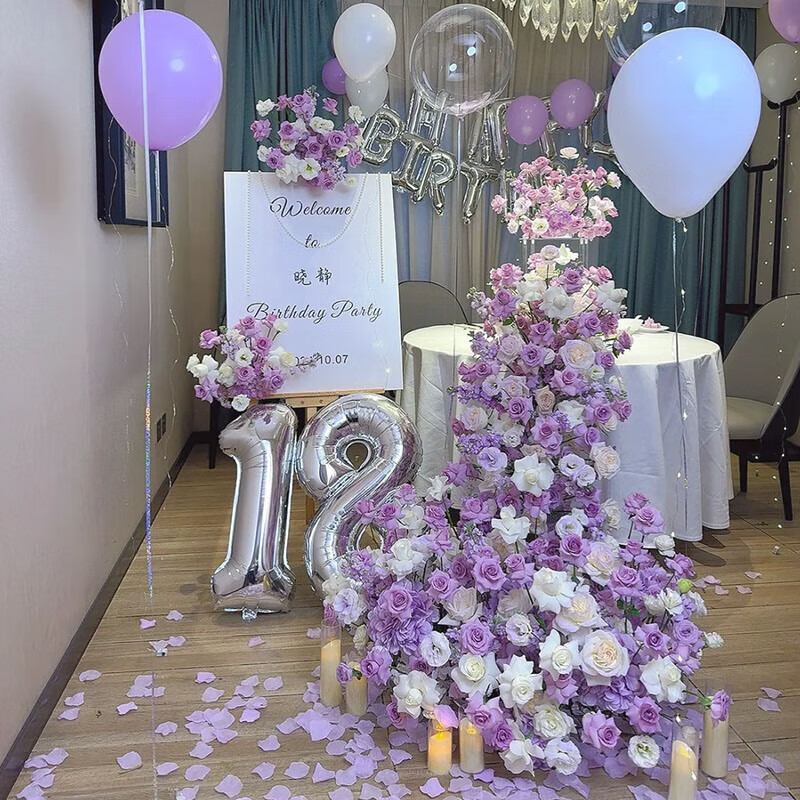 綠韻花田【上門布置】全國花店配送瀑布桌花鮮花生日派對布置送女友閨蜜 A款（水牌+瀑布桌花）