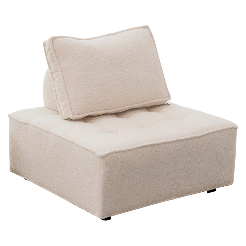 星恺懒人沙发北欧小户型客厅阳台卧室单人网红款榻榻米休闲方块小沙发组合 米白色