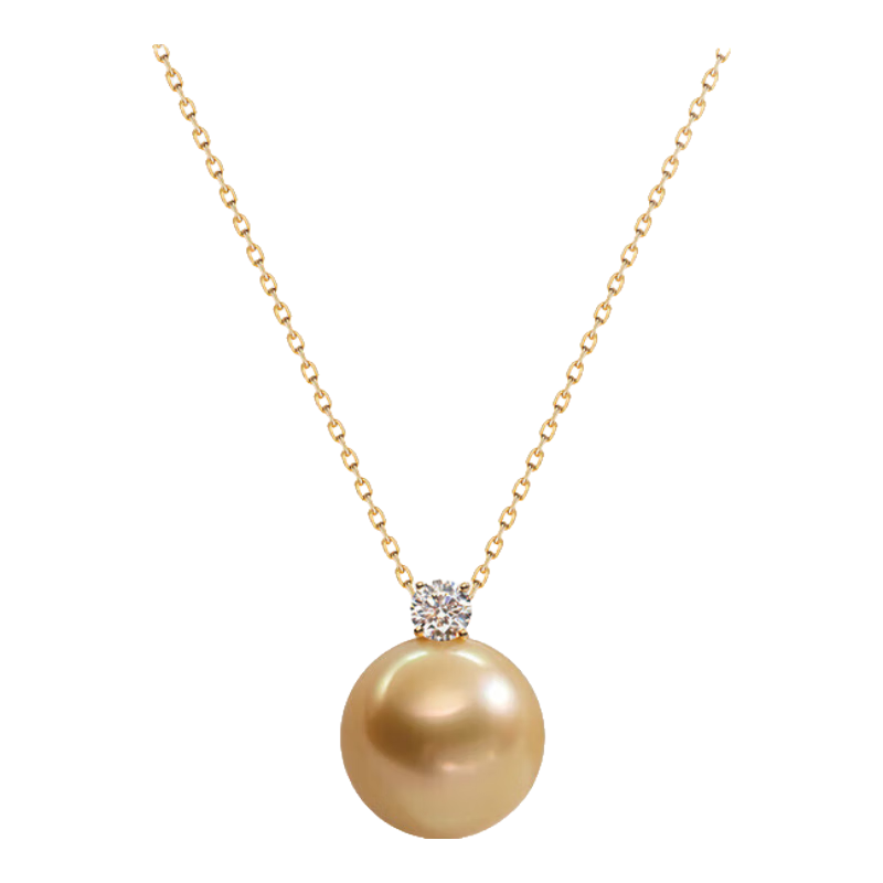 南珠宮南洋金珠王妃吊墜18K金鑲嵌圓強(qiáng)光女款珍珠吊墜 11.0-12.0mm 18K金