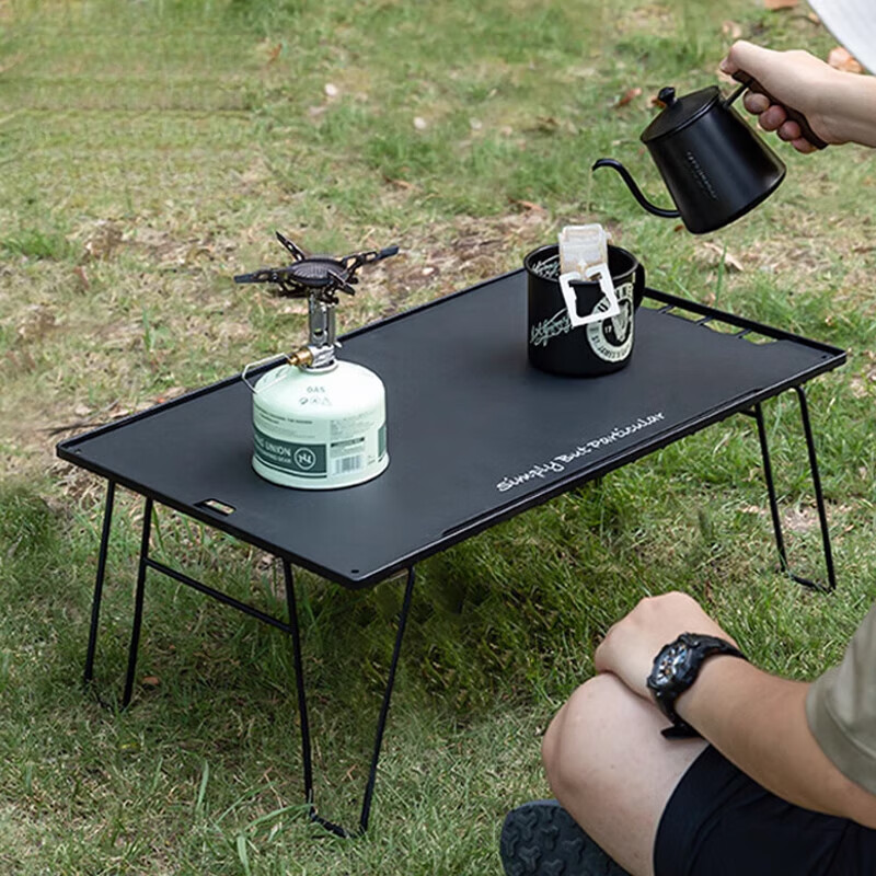 柯曼【新品】折叠轻量烧烤桌 便携网桌露营置物架黑色铁桌户外拓展桌 【T-235-1T】单桌