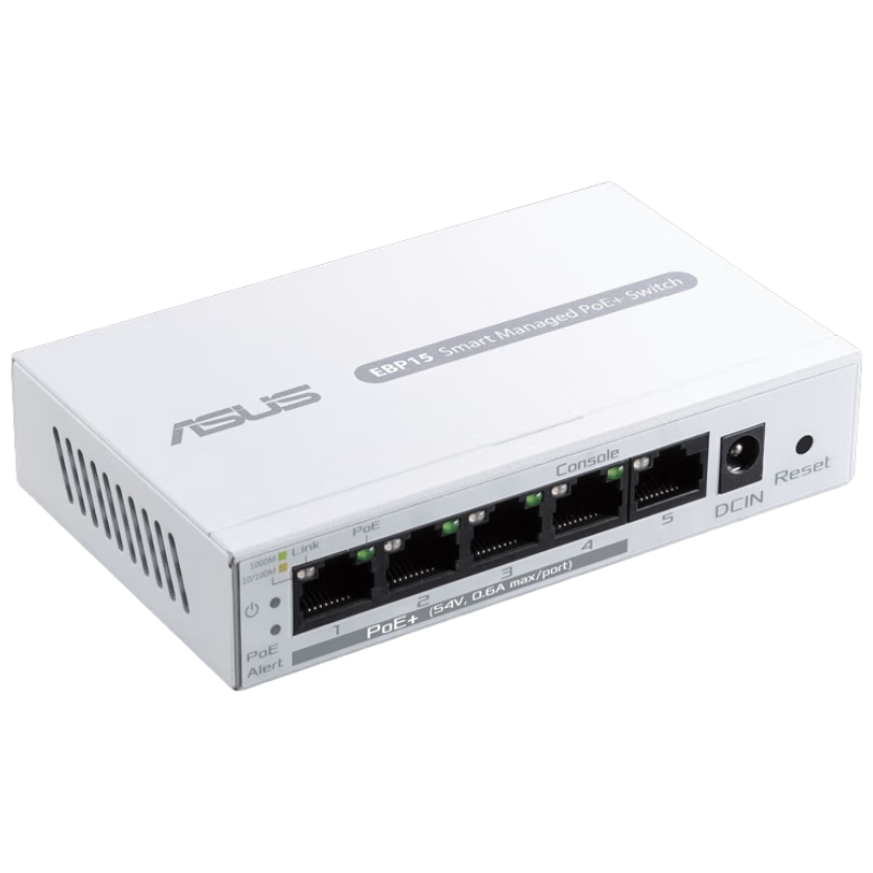 華碩（ASUS）EBP15 5口千兆交換機 4口家用宿舍交換器 監(jiān)控網(wǎng)絡(luò)網(wǎng)線分線器 企業(yè)級交換器 分流器 兼容百兆