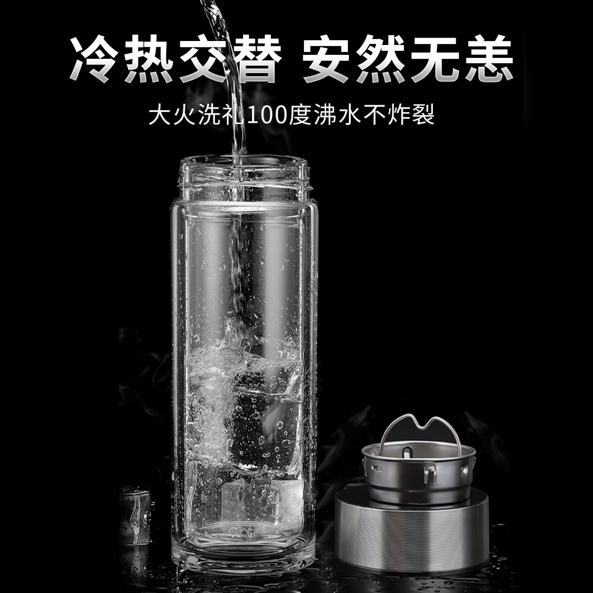 格亚商务双层玻璃杯加厚耐高温玻璃高端商务泡茶杯车载办公杯定制团购 400ml