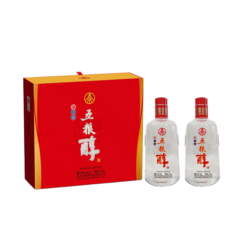 五粮液股份五粮醇红淡雅浓香型白酒50度500mL*2瓶*3盒礼盒整箱中秋礼品