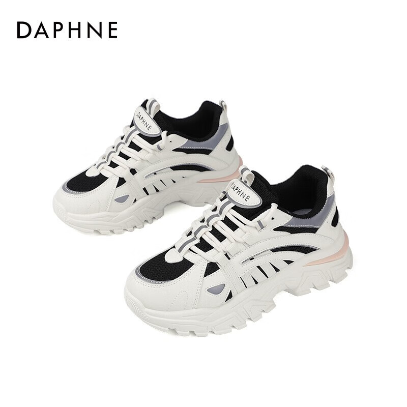 达芙妮（DAPHNE）女鞋增高小白鞋女透气鞋子女2021新款休闲运动鞋JL 米黑色 40