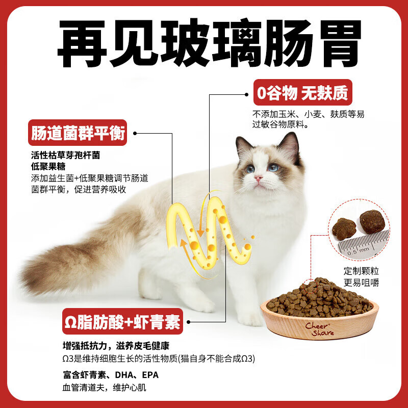 畅享优品Cheer Share无谷高肉全期猫粮 营养低敏易消化海陆盛宴成猫幼猫粮 畅享无谷高肉试吃装30g