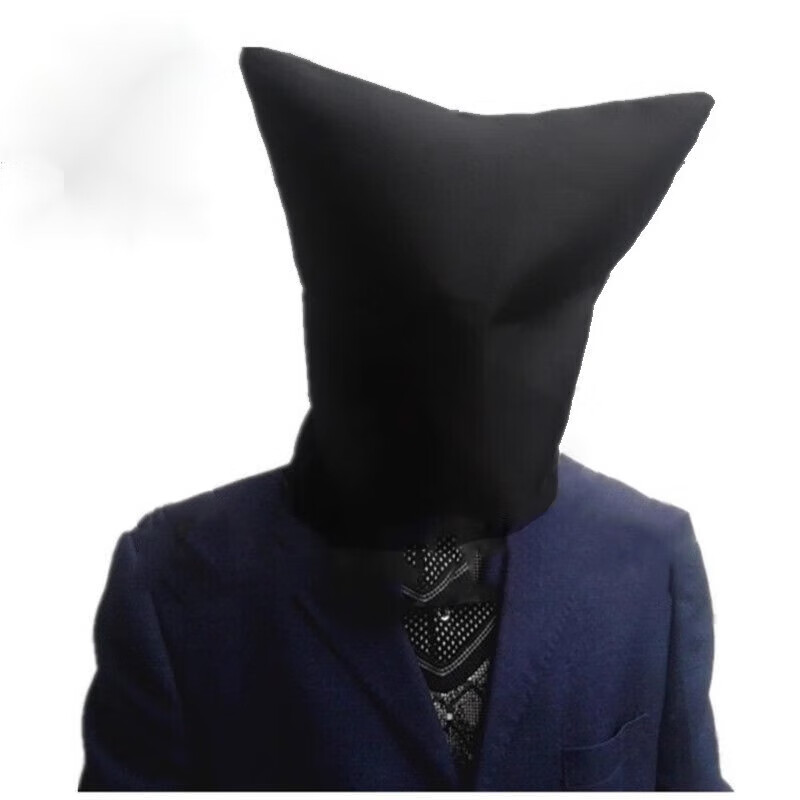 罪犯头套不透光圆形套头面具保护隐私头罩面罩黑色犯人头套 双层头套