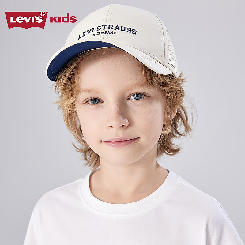 李维斯（Levi's）儿童鸭舌帽棒球帽男女童运动帽遮阳帽子 白鹭色 8/20【建议头围54-56cm】