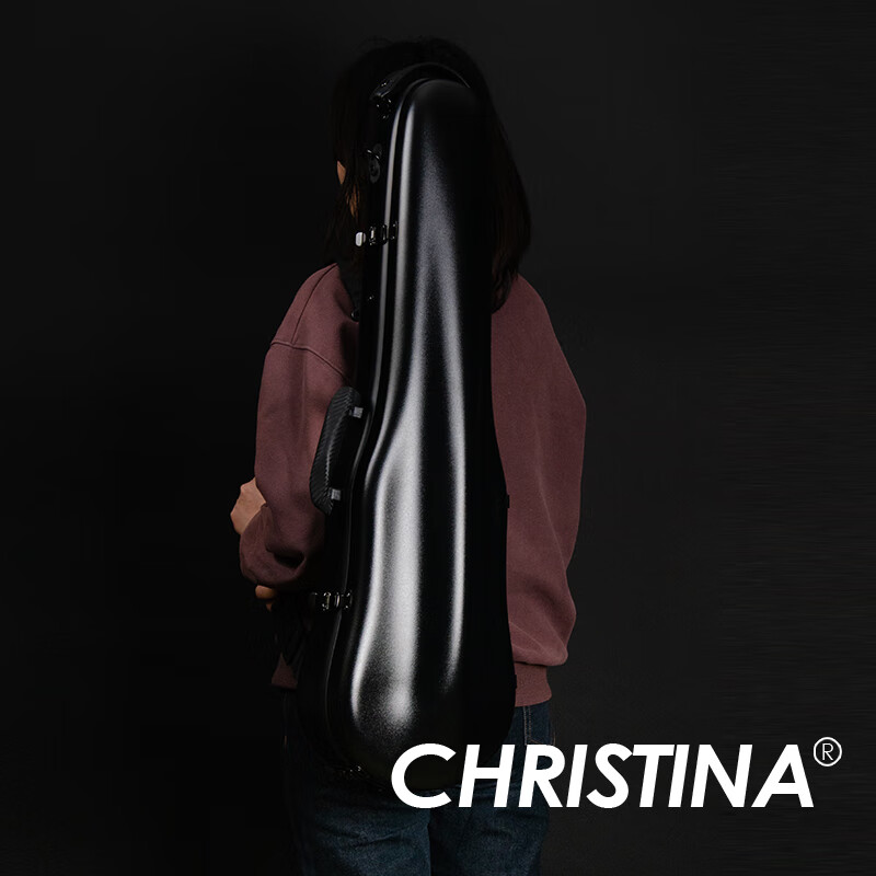 克莉絲蒂娜（Christina）新款小提琴琴盒小提琴盒子 輕便易攜帶3/4·4/4尺寸成人學生雙肩背 黑色 4/4~3/4通用