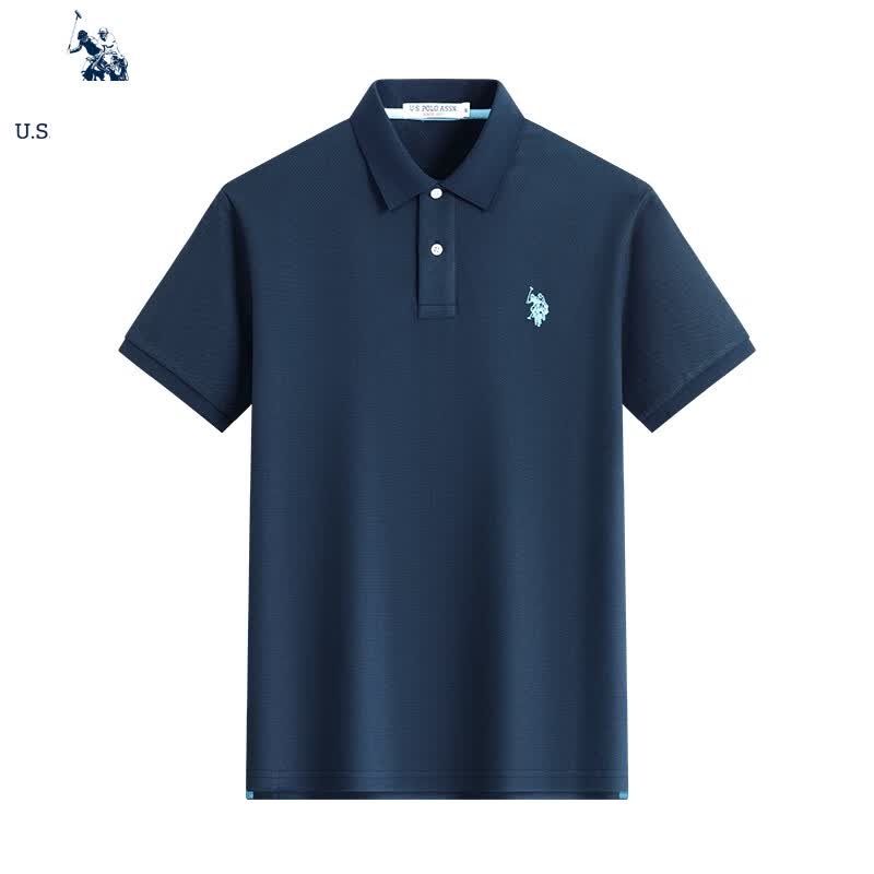 U.S. POLO ASSN.短袖POLO衫男士青年保罗商务休闲翻领男装上衣T恤短袖男夏季藏青L