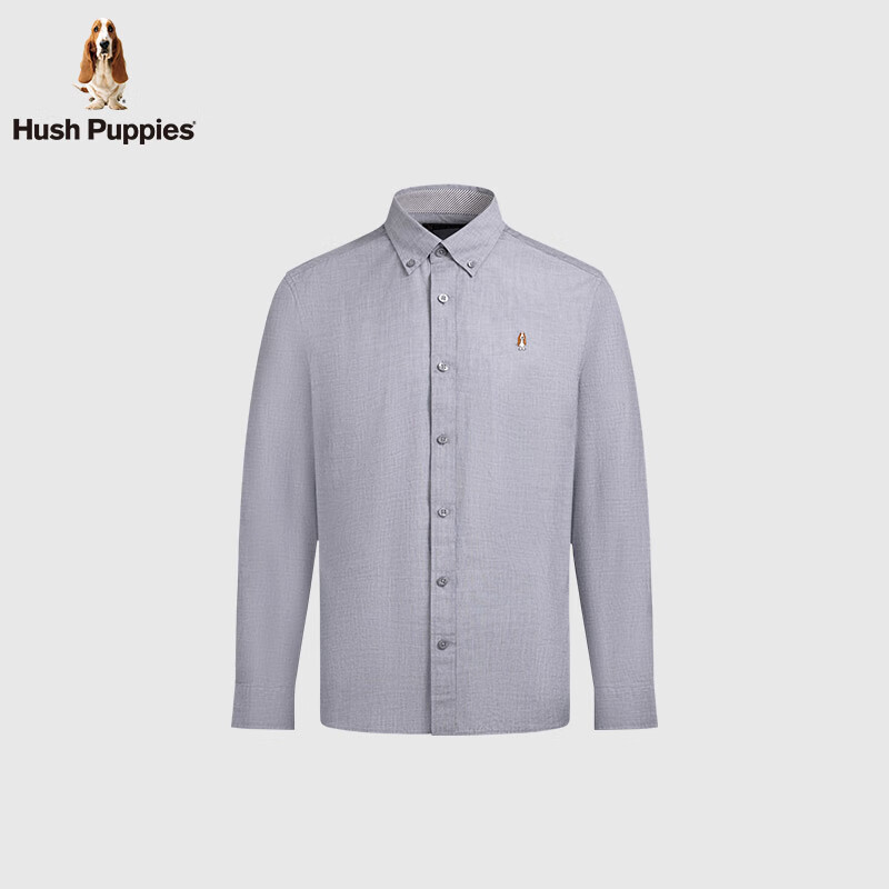 暇步士(Hush Puppies)【顺滑细腻】男装2025春秋新款柔软轻薄休闲长袖衬衫 潮汐蓝 S