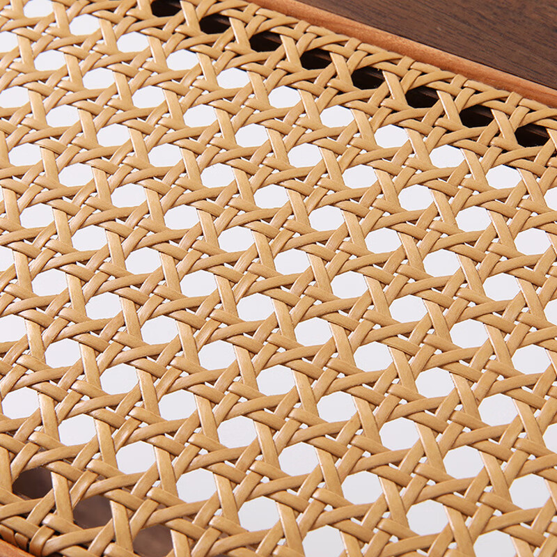 LIUIUSU手工实木藤编收纳篮 黑胡桃木高级轻奢衣物收纳筐桌面整理杂物筐 藤木筐-大号高款（45*30*20cm）