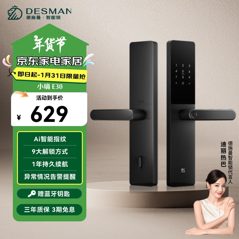 德施曼（DESMAN）智能门锁 电子锁家用防盗门锁指纹密码锁 小嘀E30