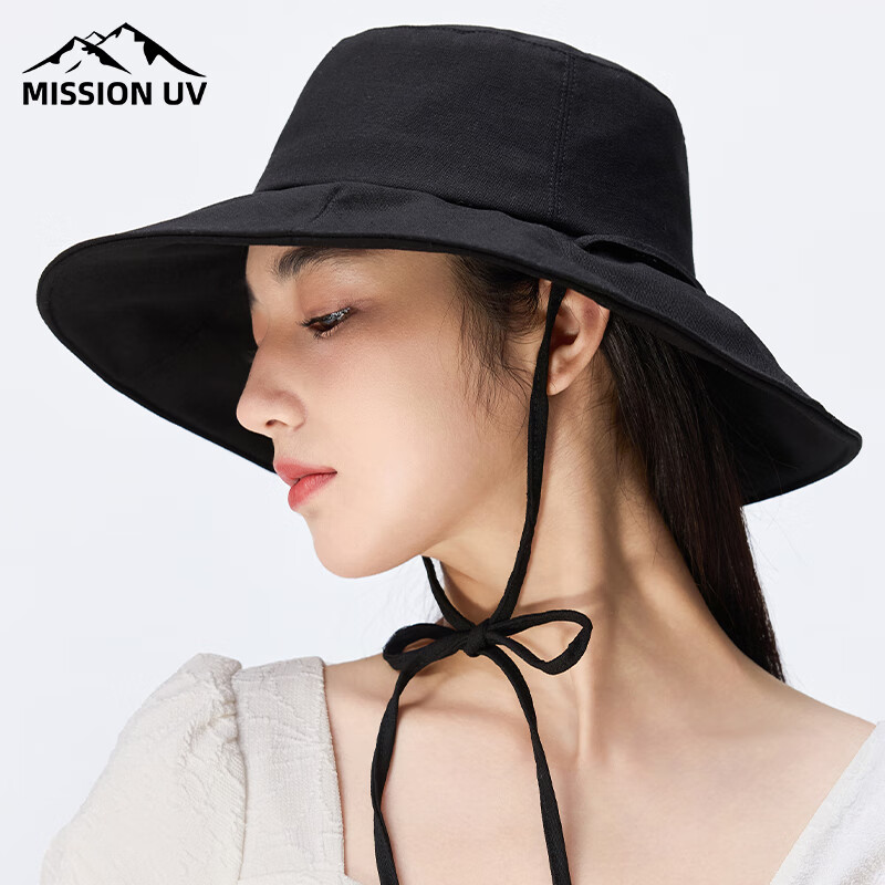 MISSION UV防晒帽女士遮阳帽太阳帽渔夫帽凉帽夏季户外遮脸防紫外线帽子女
