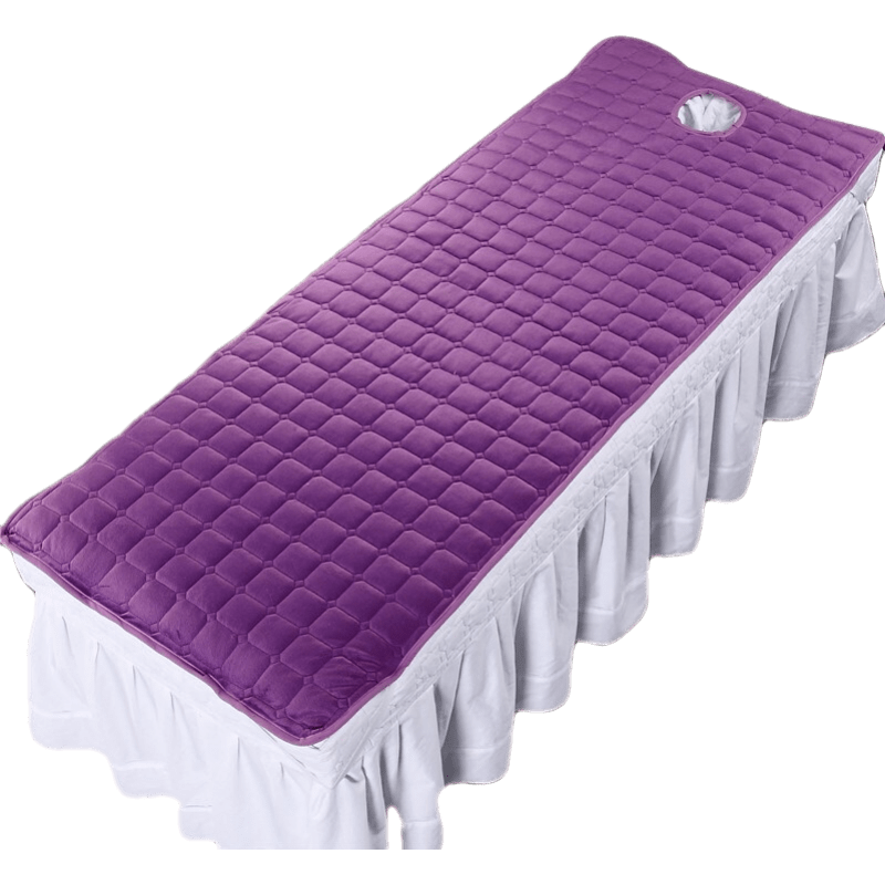 美容床床垫子冬季加厚保暖超柔水晶绒美容院按摩床垫防滑带洞阿宝 超柔软床垫-紫 190*70方头开洞