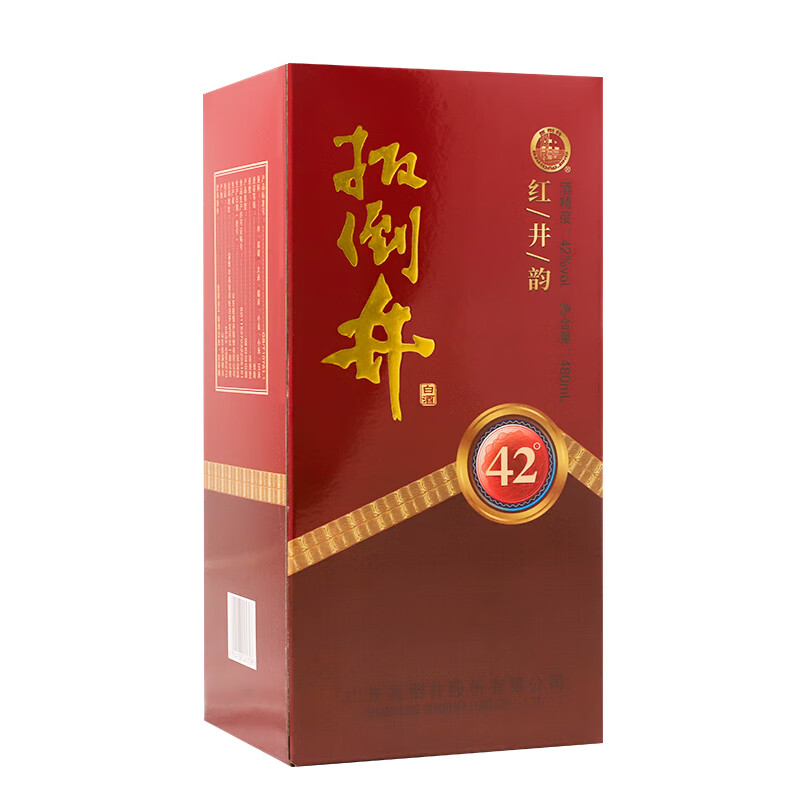 扳倒井白酒 42度红井韵 纯粮食酿造浓香型白酒礼盒装送礼自饮白酒 42度 480mL 6瓶 （搭配手提袋）